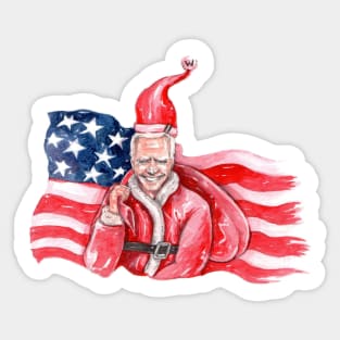 Joe Biden Santa Claus USA Flag Christmas Gift Sticker